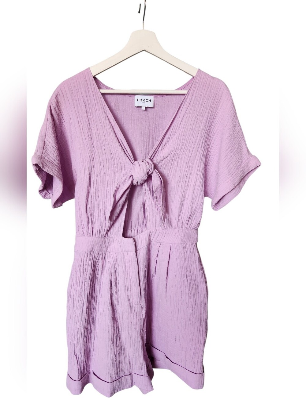 FRNCH Lilac Tie Front Romper